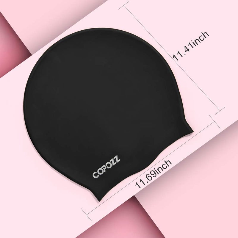 COPOZZ Extra Large Swim Cap, Designed for Long Hair Braids Dreadlocks Weaves Hair Extensions Curls & Afros, Silicone Bathing Cap Swimming Hat for Women Men - Image 5